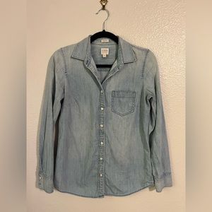 J Crew chambray denim button up, xs, women’s